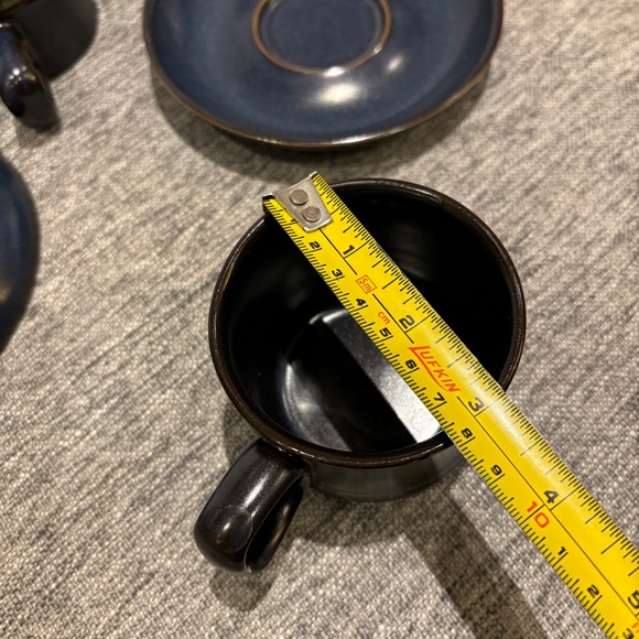 Set 3 Vintage 1960s Denby Bokhara Blue Brown Kismet Cups & Saucers - Picture 6 of 7